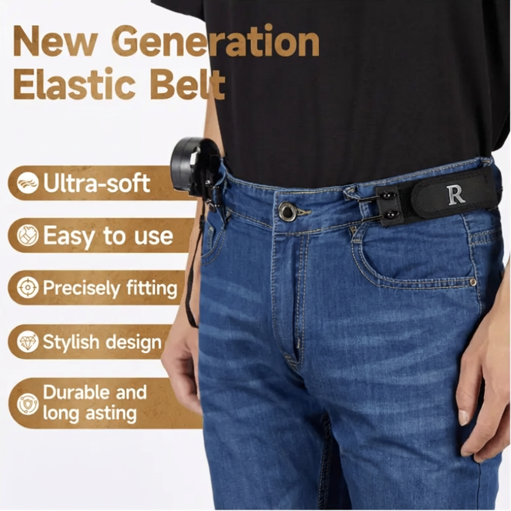 Tactical Rove™ Metal Hook Elastic Belt (Unisex) - Patented No - Buckle Invisible Design | Soft Adjustable Side